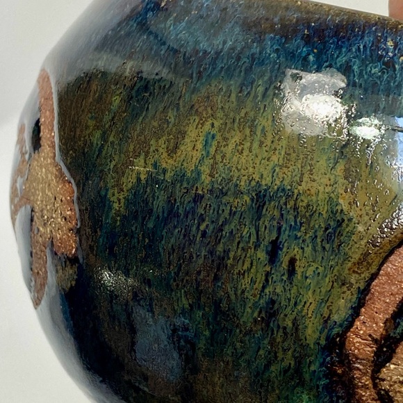 Studio Art Pottery Earthenware Creamer and Sugar Drip Glaze Signed Swan 1975 - Picture 9 of 10